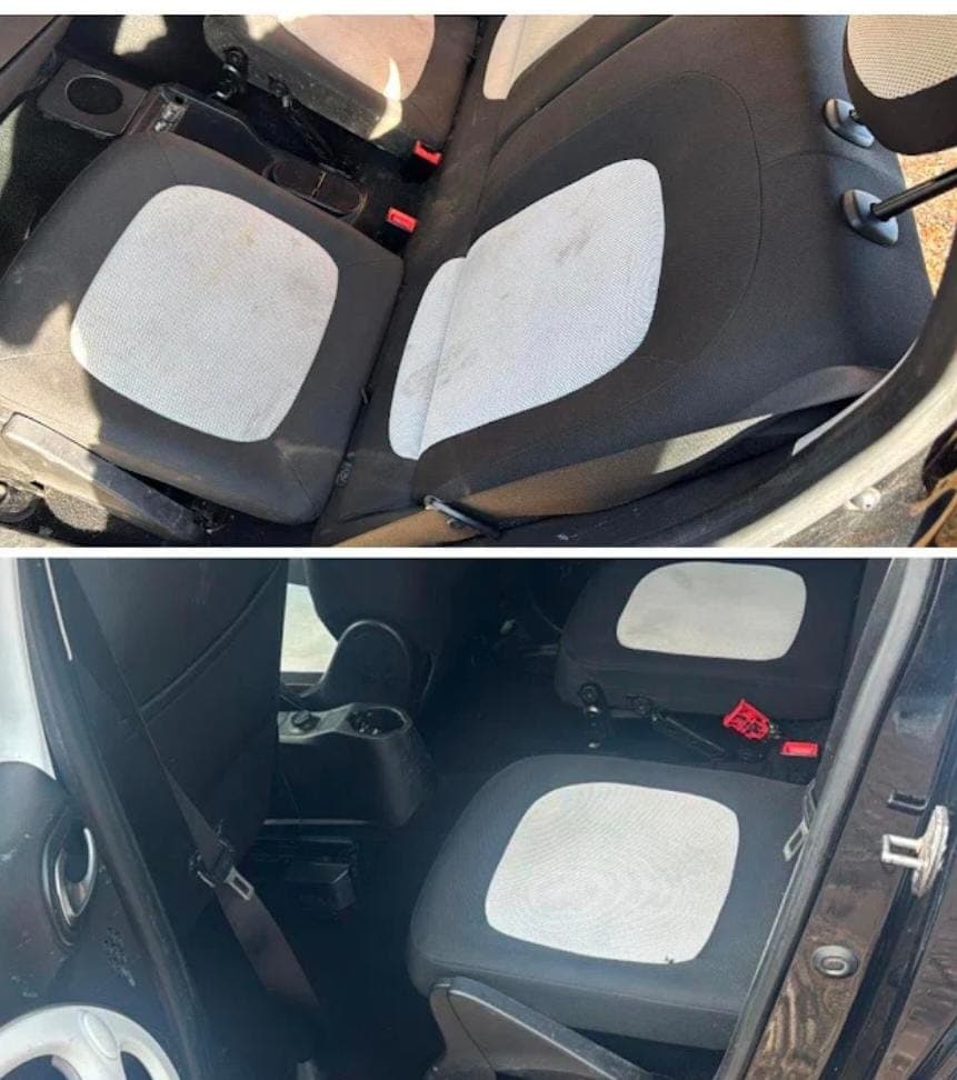 Front seats before and after stain removal