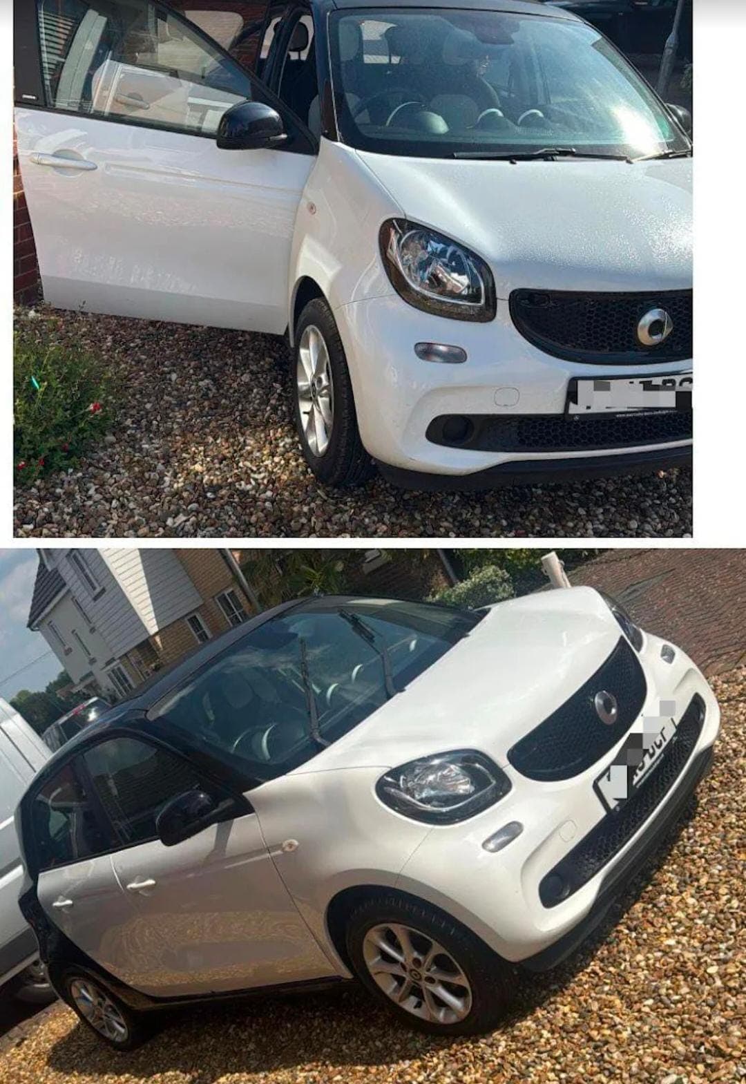 White Smart car with a finished gloss exterior